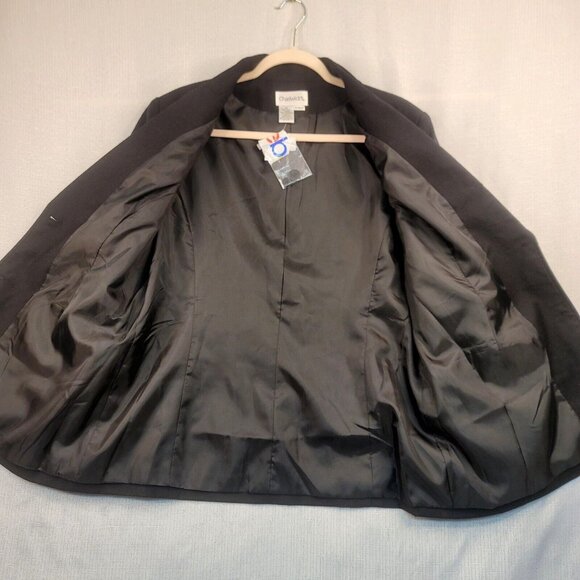 Chadwicks Womens Black 100% Wool Career Blazer Jacket Size 16 Classic Staple - Picture 4 of 10